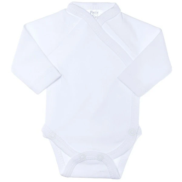 Petit Villain 2 Stuks Bio Uni Wit Maat 44 Lange Mouw Romper - Afbeelding 2