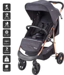 Babygo Style Black Rose 3-in-1 Kinderwagen Incl. Autostoel 6321 -Dirkje || Jollein || bébé-jou Verkoopwinkel 6321 style3in1 blackrose 5 babygo