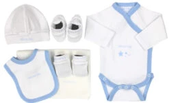 Petit Villain Welcome Baby Maat 56 Wit/Blauw 6-delige Cadeauset
