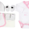 Petit Villain Welcome Baby Maat 56 Wit/Roze 6-delige Cadeauset -Dirkje || Jollein || bébé-jou Verkoopwinkel Petit Villain Welcome Baby WitRoze 6 delige Kadodoos 1