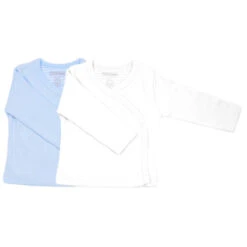 Petit Villain Extra Soft Uni Blauw/Wit Maat 50 Lange Mouw Overslagtruitje 2 Stuks