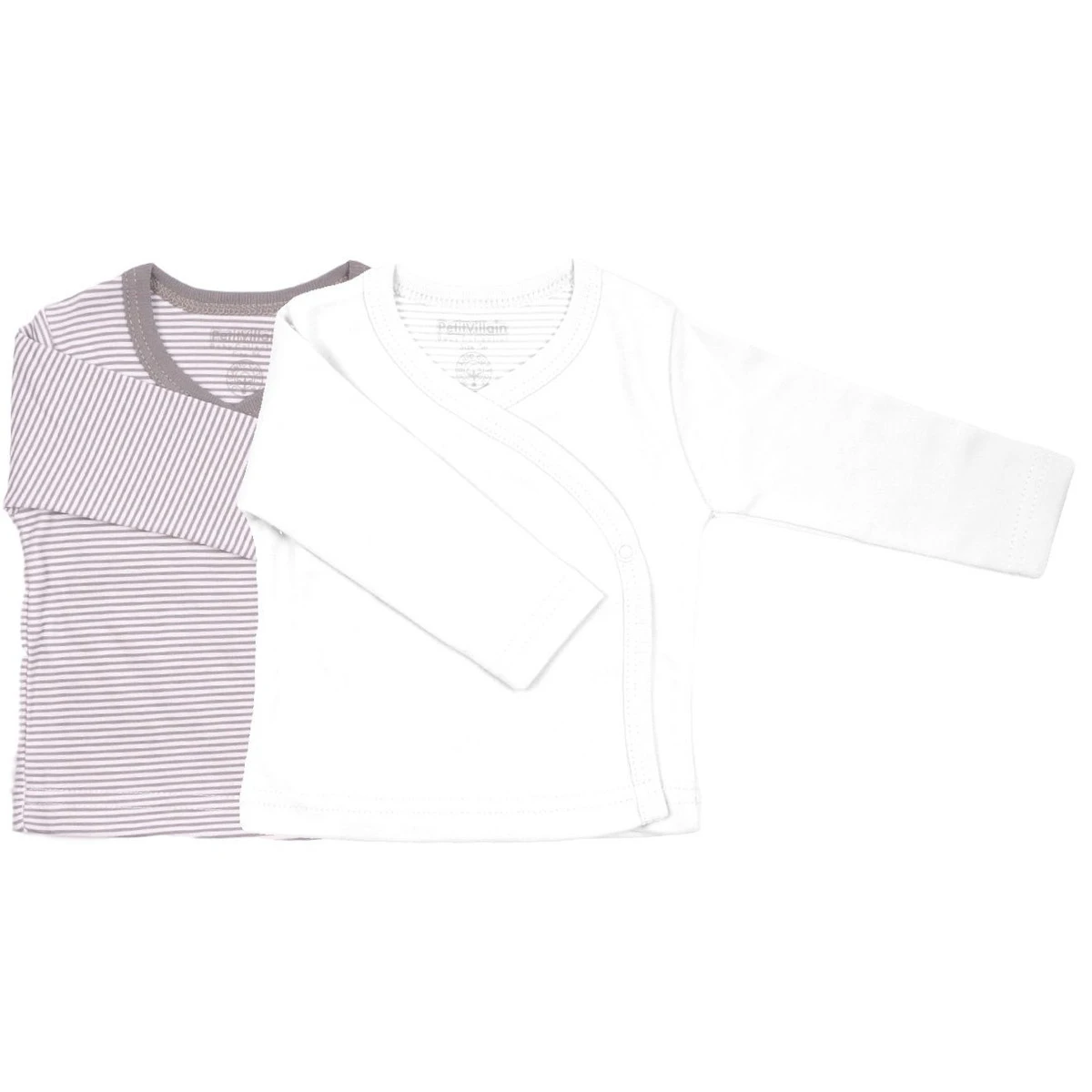 Petit Villain Extra Soft Grijs Gestreept/Wit Maat 44 Lange Mouw Overslagtruitje 2 Stuks 3 Petit Villain Extra Soft Grijs Gestreept/Wit Maat 44 Lange Mouw Overslagtruitje 2 Stuks