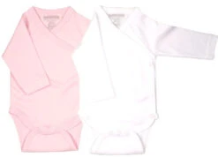 Petit Villain Extra Soft Uni Roze/Wit Maat 44 Lange Mouw Rompertje 2 Stuks