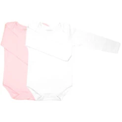 Petit Villain Extra Soft Uni Roze/Wit Maat 62/68 Lange Mouw Rompertje 2 Stuks