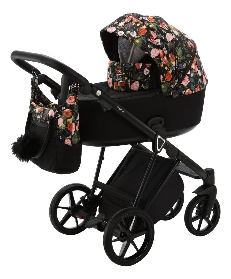 Adamex Porto Flowers Black 2-in-1 Kinderwagen FL-1 3 Adamex Porto Flowers Black 2-in-1 Kinderwagen FL-1
