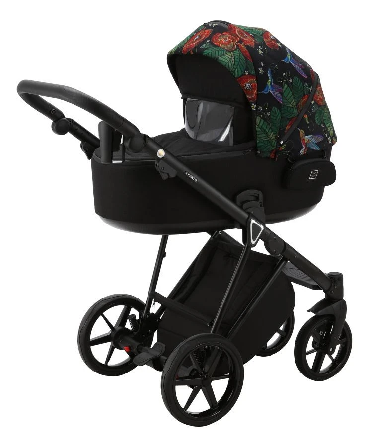 Adamex Porto Flowers Special Edition Black/Rose 2-in-1 Kinderwagen FL-8 - Afbeelding 3