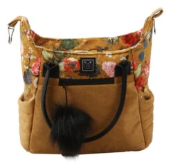 Adamex Porto Flowers Ochre 2-in-1 Kinderwagen FL-3 -Dirkje || Jollein || bébé-jou Verkoopwinkel adamex porto flowers ochre 2 in 1 kinderwagen fl 3 4