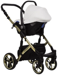 Baby Merc Faster 3 White/Gold Limited Edition Kinderwagen Incl. Autostoel L/190/ZE -Dirkje || Jollein || bébé-jou Verkoopwinkel baby merc faster 3 white limited edition kinderwagen 3