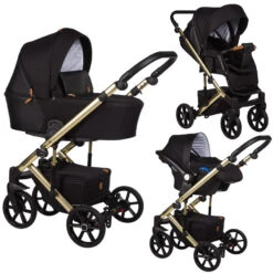 Baby Merc Mosca Limited Black/Gold 3-in-1 Kinderwagen Incl. Autostoel MOL/ML204/ZE