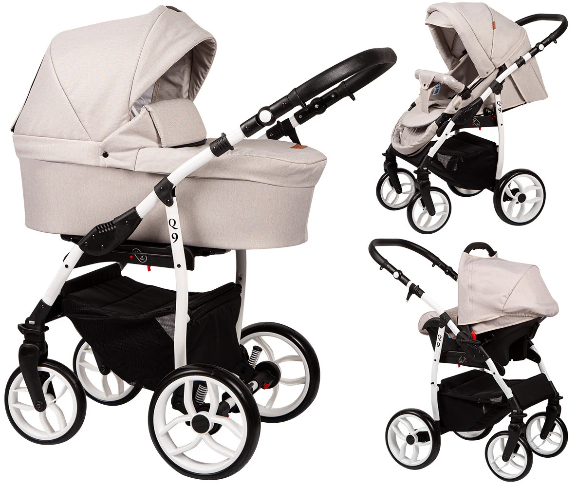 Baby Merc Q9 White/Beige Kinderwagen Incl. Autostoel Q9/197C 3 Baby Merc Q9 White/Beige Kinderwagen Incl. Autostoel Q9/197C