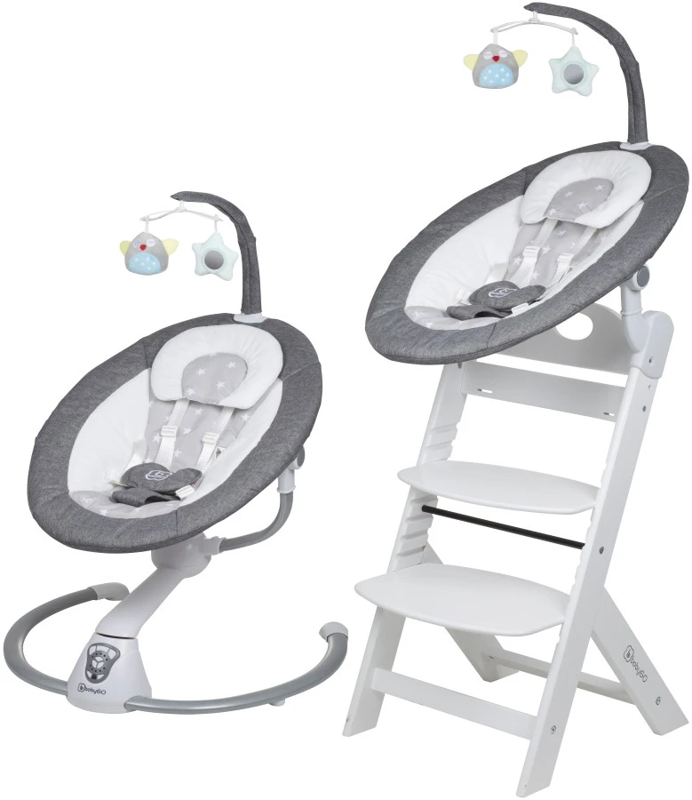 Babygo Homey Set Grey/White Babyschommel En Kinderstoel 19024 3 Babygo Homey Set Grey/White Babyschommel En Kinderstoel 19024