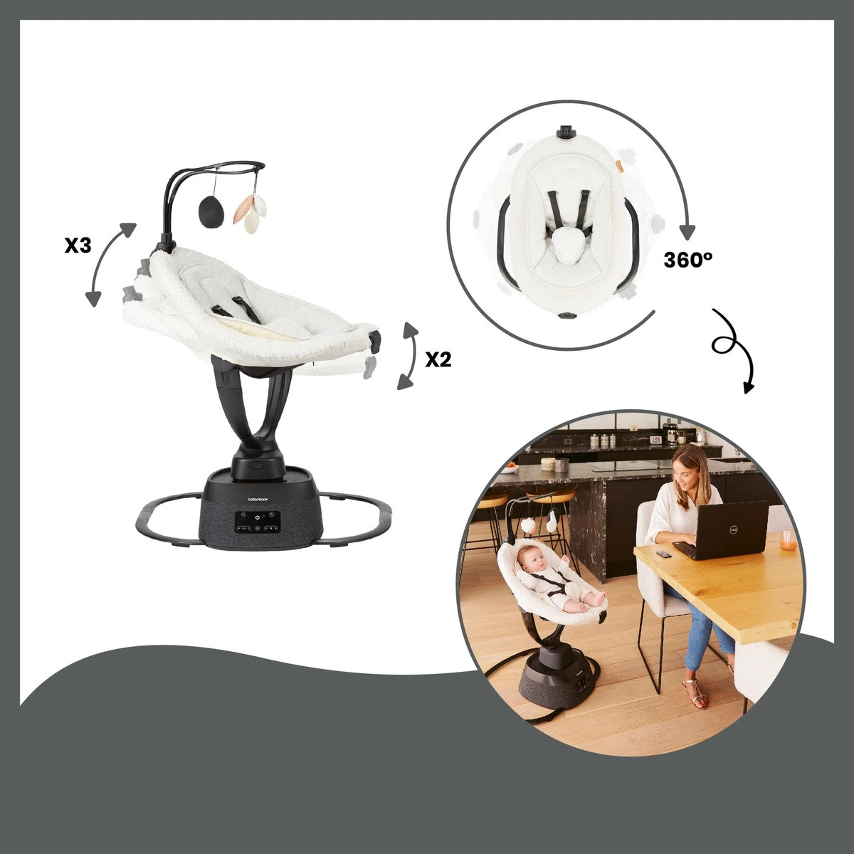 Babymoov Swoon Evolution Teddy Curl White Babyschommel A055020 4 Babymoov Swoon Evolution Teddy Curl White Babyschommel A055020 - Afbeelding 2