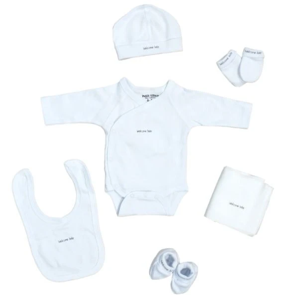 Petit Villain Wit 'Welcome Baby' 6-delige Babyset 3 Petit Villain Wit 'Welcome Baby' 6-delige Babyset