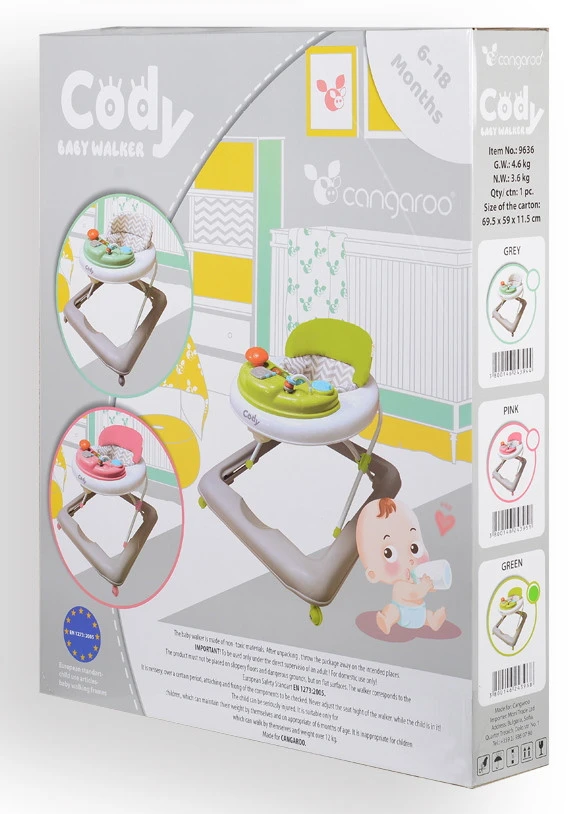 Cangaroo Baby Walker Cody Grey Loopstoel 3944 9 Cangaroo Baby Walker Cody Grey Loopstoel 3944 - Afbeelding 7