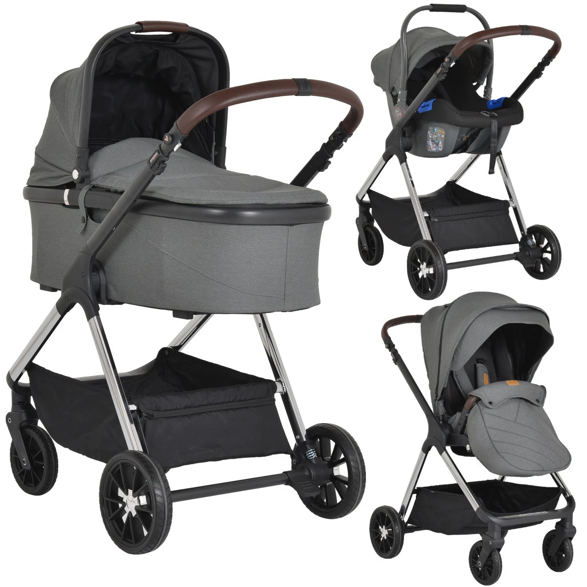Cangaroo Empire Dark Grey 3-in-1 Kinderwagen Incl. Autostoel 3 Cangaroo Empire Dark Grey 3-in-1 Kinderwagen Incl. Autostoel