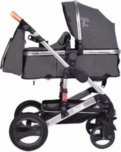 Cangaroo Gala Steel Grey 3-in-1 Combi Kinderwagen Incl. Autostoel -Dirkje || Jollein || bébé-jou Verkoopwinkel cangaroo gala black leather 3 in 1 combi kinderwagen incl autostoel 14