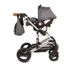 Cangaroo Gala Steel Grey 3-in-1 Combi Kinderwagen Incl. Autostoel -Dirkje || Jollein || bébé-jou Verkoopwinkel cangaroo gala black leather 3 in 1 combi kinderwagen incl autostoel 6