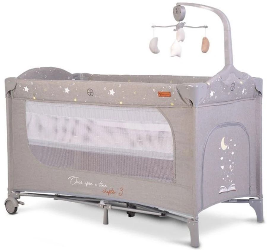 Cangaroo Once Upon A Time 3 Grey Campingbed Met Aankleedvlak - Afbeelding 2