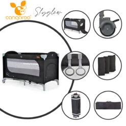 Cangaroo Skyglow 2 Black Campingbed Incl. Bodemverhoger -Dirkje || Jollein || bébé-jou Verkoopwinkel cangaroo skyglow 2 black campingbed 10