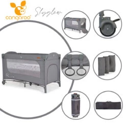 Cangaroo Skyglow 2 Grey Campingbed Incl. Bodemverhoger -Dirkje || Jollein || bébé-jou Verkoopwinkel cangaroo skyglow 2 grey campingbed 12