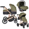 Cangaroo Thira Green 3-in-1 Combi Kinderwagen Incl. Autostoel -Dirkje || Jollein || bébé-jou Verkoopwinkel cangaroo thira green 3 in 1 combi kinderwagen 1