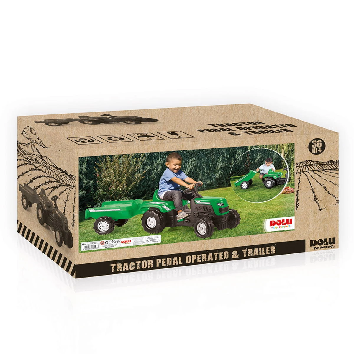 Dolu Ranchero Groen Traptractor Met Aanhangwagen 8246 4 Dolu Ranchero Groen Traptractor Met Aanhangwagen 8246 - Afbeelding 2