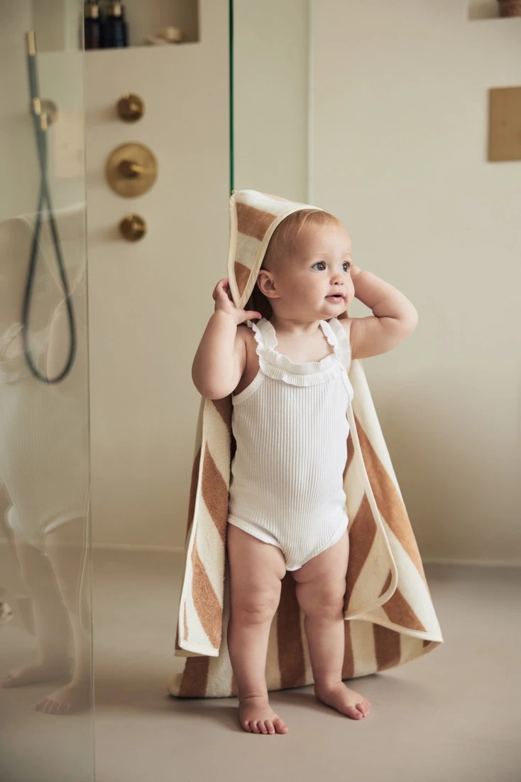 Jollein Terry Stripe Biscuit 75 X 75 Cm Badcape 534-514-67000 - Afbeelding 6