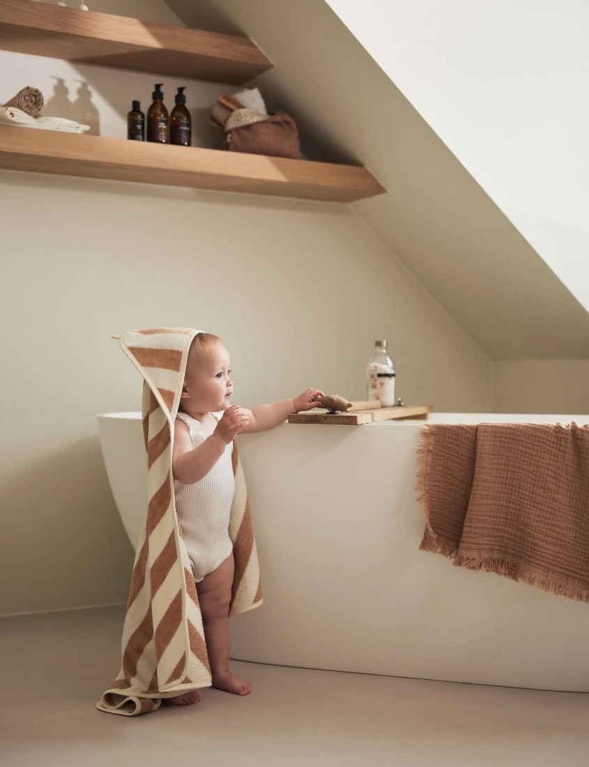 Jollein Terry Stripe Biscuit 75 X 75 Cm Badcape 534-514-67000 - Afbeelding 7