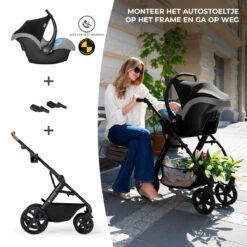 Kinderkraft A-Tour Black 3-in-1 Kinderwagen Incl. Autostoel KSATOU00BLK3000 -Dirkje || Jollein || bébé-jou Verkoopwinkel kinderkraft a tour dark grey 3 in 1 kinderwagen incl. autostoel ksatou00dgr3000 9 1