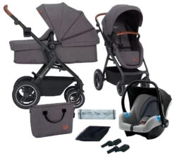 Kinderkraft B-Tour Ash Grey 3-in-1 Combi Kinderwagen Incl. Autostoel KSBTOU00DGR3000