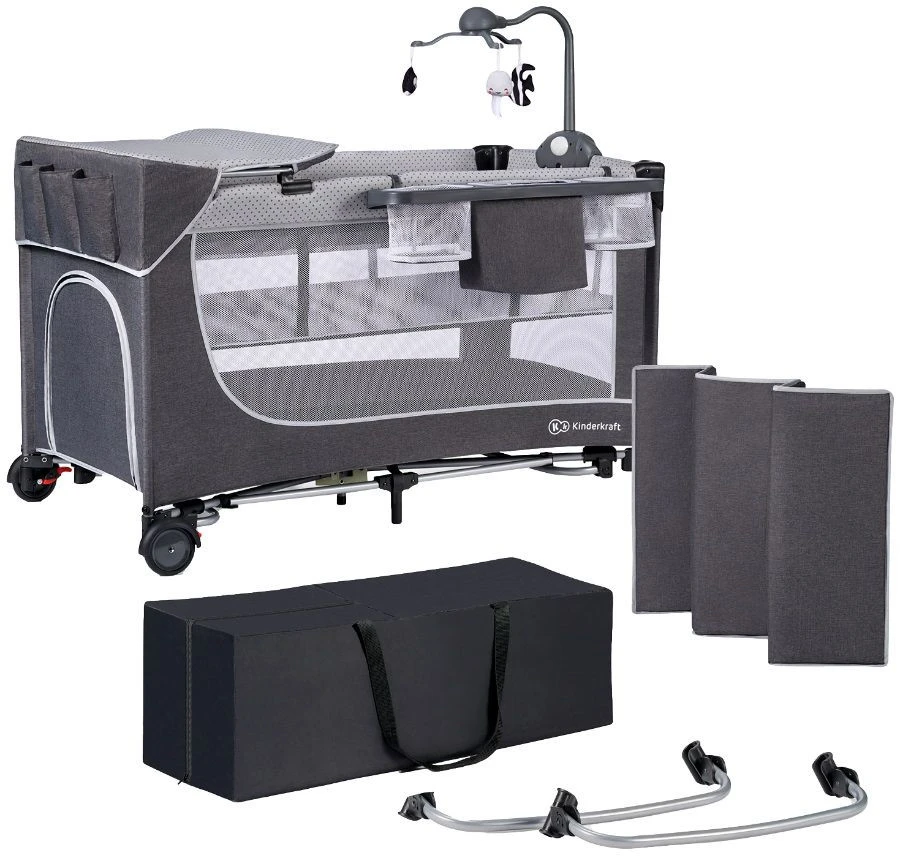 Kinderkraft Leody Grey Campingbed Met Accessoires KCLEOD00GRY00AC 4 Kinderkraft Leody Grey Campingbed Met Accessoires KCLEOD00GRY00AC - Afbeelding 2