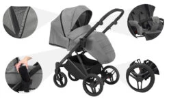 Kunert Lazzio Black Eco-Leather 2-in-1 Kinderwagen LAZ-11-BLACK -Dirkje || Jollein || bébé-jou Verkoopwinkel kunert lazzio 2 in 1 kinderwagen laz 11 13