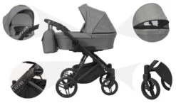 Kunert Lazzio Black Eco-Leather 2-in-1 Kinderwagen LAZ-11-BLACK -Dirkje || Jollein || bébé-jou Verkoopwinkel kunert lazzio 2 in 1 kinderwagen laz 11 14