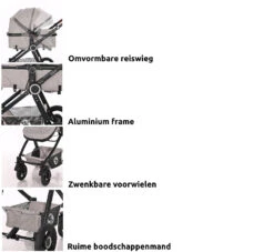 Lorelli Alexa Pearl Beige 3-in-1 Combi Kinderwagen Incl. Autostoel 1002129-2182D -Dirkje || Jollein || bébé-jou Verkoopwinkel lorelli 3 in 1 combi kinderwagen incl. autostoel 1002129 1