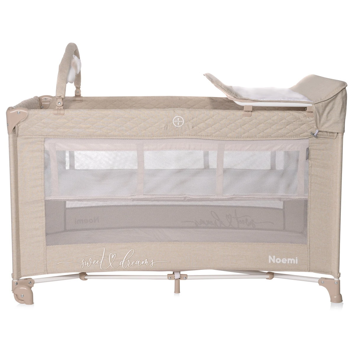 Lorelli Noemi Plus Fog Beige Star Campingbed Met Bodemverhoger 1008056-2217 - Afbeelding 2