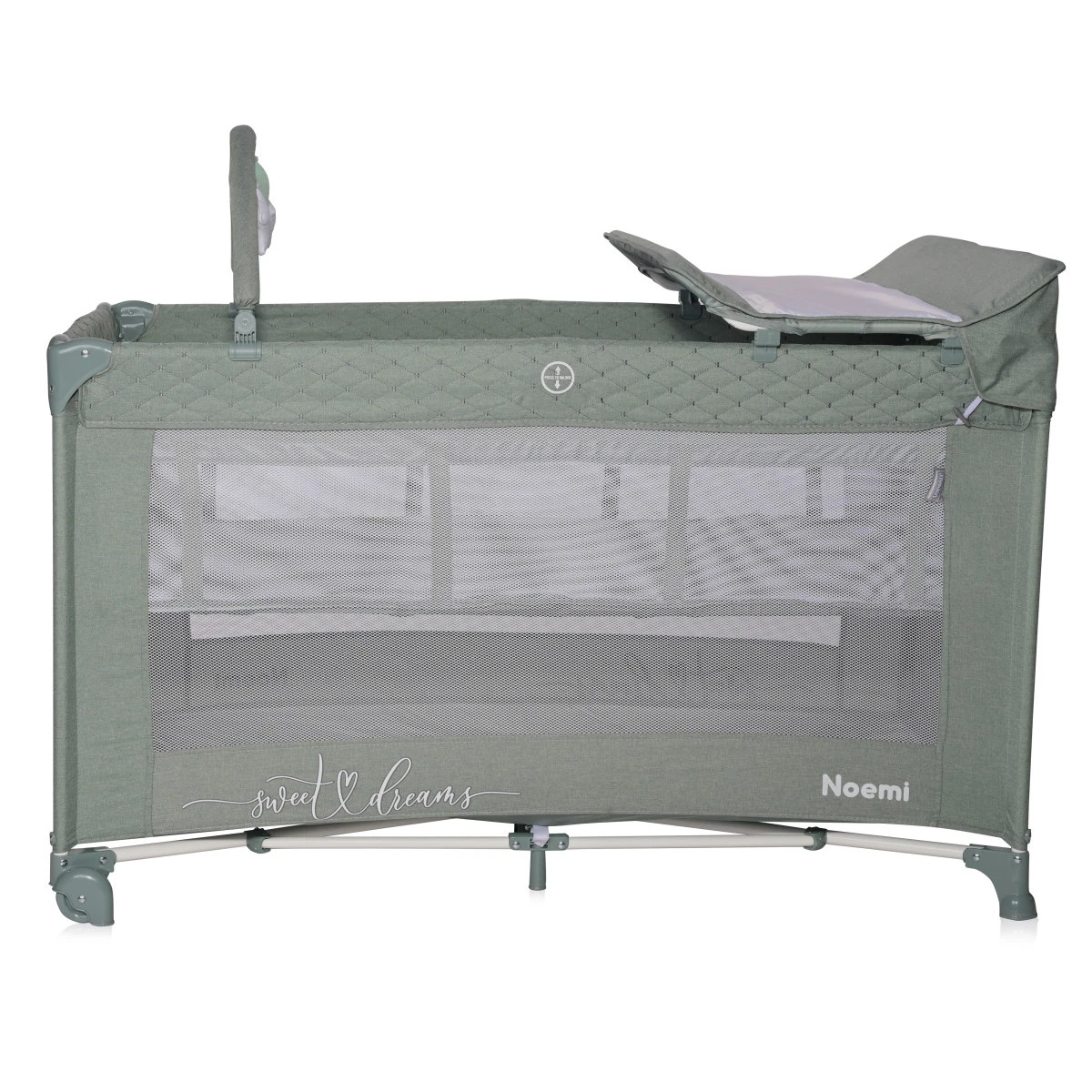 Lorelli Noemi Plus Iceberg Green Star Campingbed Met Bodemverhoger 1008056-2218 - Afbeelding 2