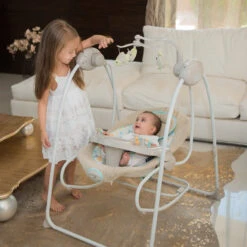 Lorelli Swing Tango Frosty Green Stars Babyschommel En Wipstoel 1009007-2146 -Dirkje || Jollein || bébé-jou Verkoopwinkel lorelli swing tango stars babyschommel en wipstoel