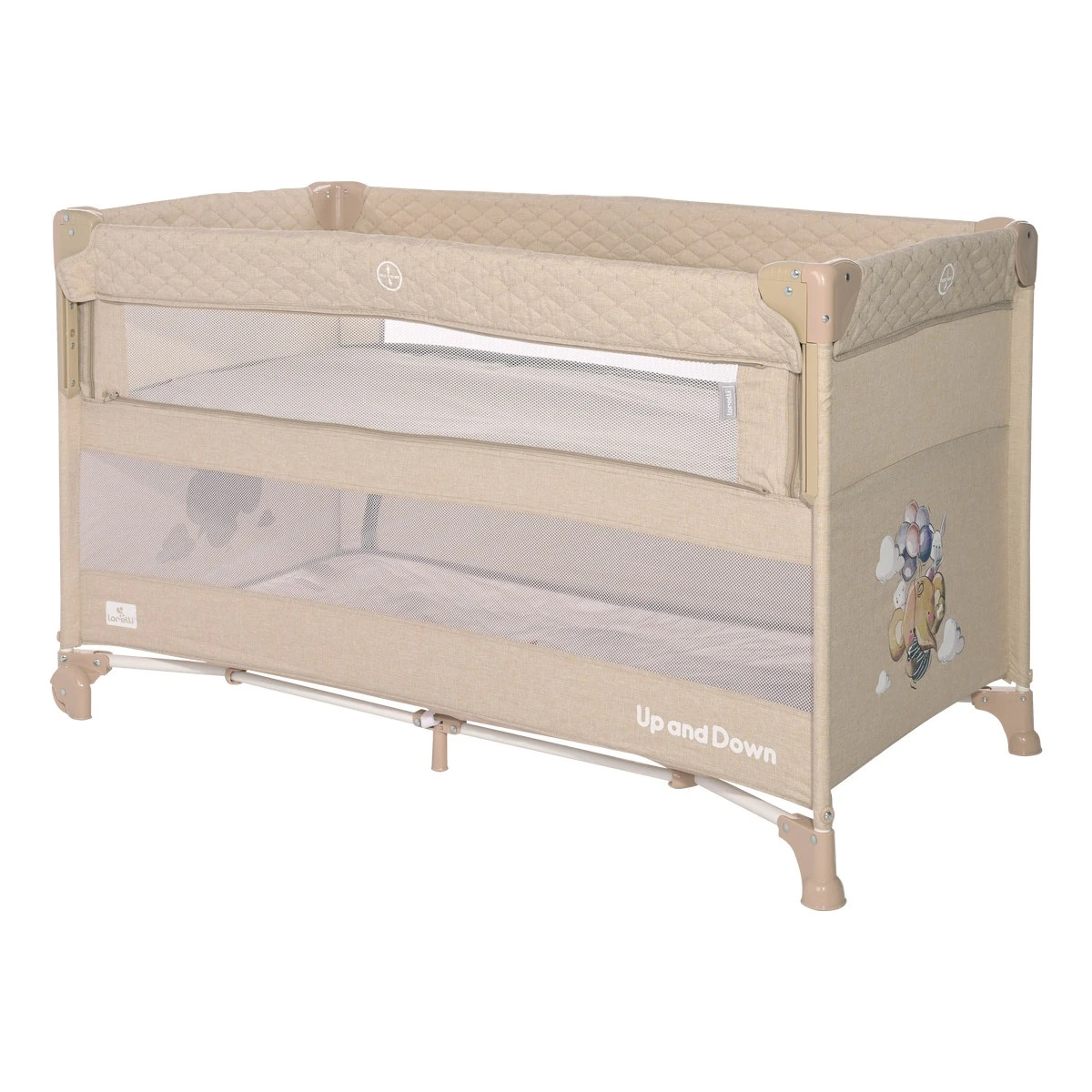 Lorelli Up And Down Fog Beige Flying Friends Campingbedje Incl. Bodemverhoger 1008006-2371 3 Lorelli Up And Down Fog Beige Flying Friends Campingbedje Incl. Bodemverhoger 1008006-2371