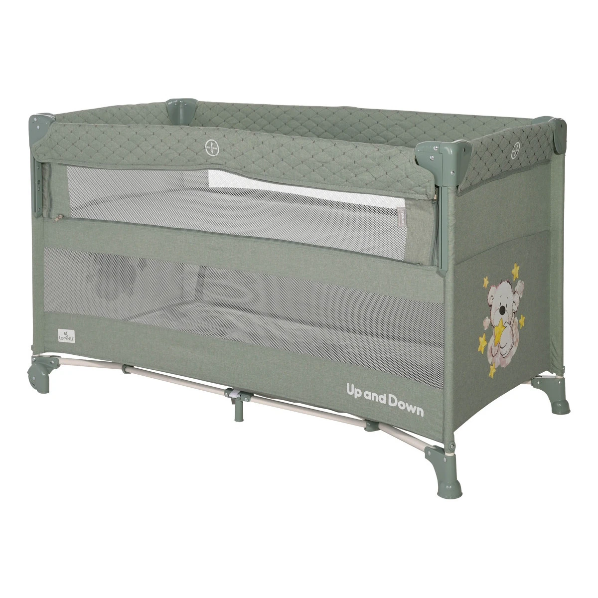 Lorelli Up And Down Iceberg Green Teddy Bear Campingbedje Incl. Bodemverhoger 1008006-2372