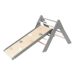 Luna Toys Colorful Grijs/Roze Houten Klimrek Met Glijbaan LU-00544