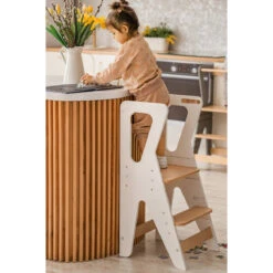 Luna Toys Wit Houten Leertoren Keukenhulp LU-00552 -Dirkje || Jollein || bébé-jou Verkoopwinkel luna toys wit houten leertoren keukenhulp 1