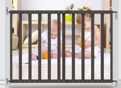 Noma Zwart Houten Uitschuifbaar Traphek/Veiligheidshek 93743 -Dirkje || Jollein || bébé-jou Verkoopwinkel main grey wooden gate 4 1