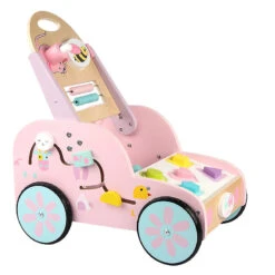 Eco Toys Roze Houten Activiteiten Loopwagen HC494888 -Dirkje || Jollein || bébé-jou Verkoopwinkel mamaloes eco toys roze houten activiteiten loopwagen hc494888 000