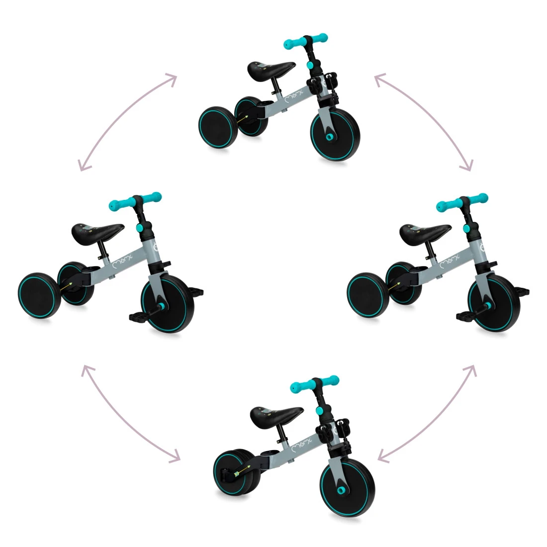 Momi Loris Grey/Turquoise 4-in-1 Ride-On Loopfiets ROBI00041 11 Momi Loris Grey/Turquoise 4-in-1 Ride-On Loopfiets ROBI00041 - Afbeelding 9