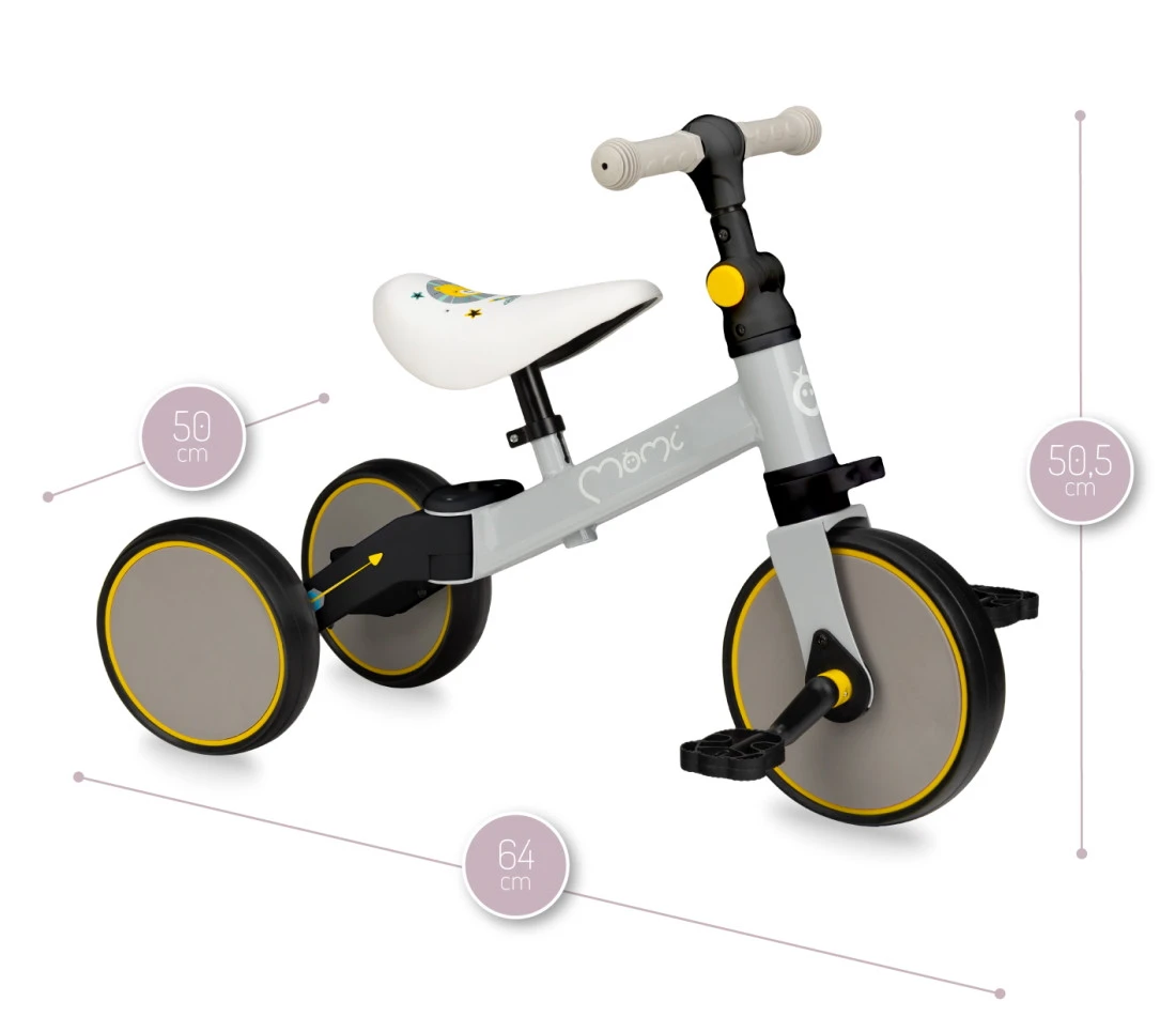 Momi Loris Grey/Yellow 4-in-1 Ride-On Loopfiets ROBI00040 - Afbeelding 10