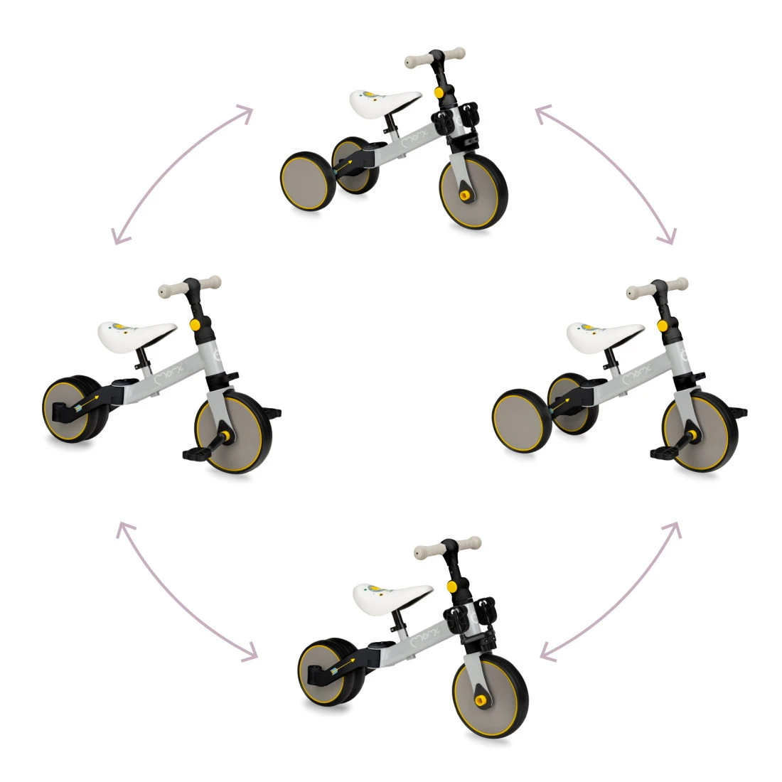 Momi Loris Grey/Yellow 4-in-1 Ride-On Loopfiets ROBI00040 - Afbeelding 9
