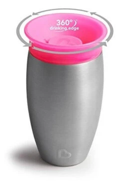 Munchkin Stainless Steel Miracle 360 Cup Roze Anti-Lek Beker 012370 Div -Dirkje || Jollein || bébé-jou Verkoopwinkel original