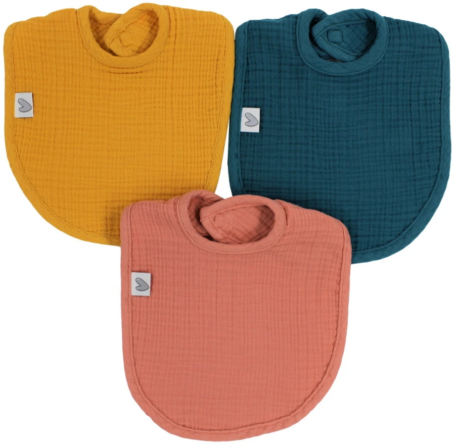 Petit Villain Hydrofiel Okergeel/Oudroze/Petrol 3 Stuks Slabber 3 Petit Villain Hydrofiel Okergeel/Oudroze/Petrol 3 Stuks Slabber