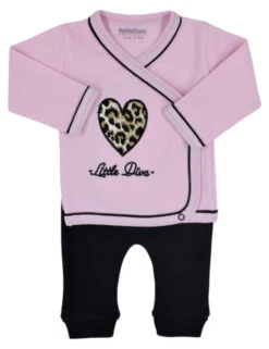 Petit Villain 'Little Diva' Roze/Zwart 2-delige Set