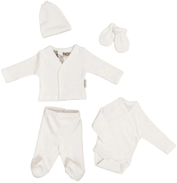 Petit Villain Prematuur Maat 44/50 Ecru 5-delige Babyset 3 Petit Villain Prematuur Maat 44/50 Ecru 5-delige Babyset
